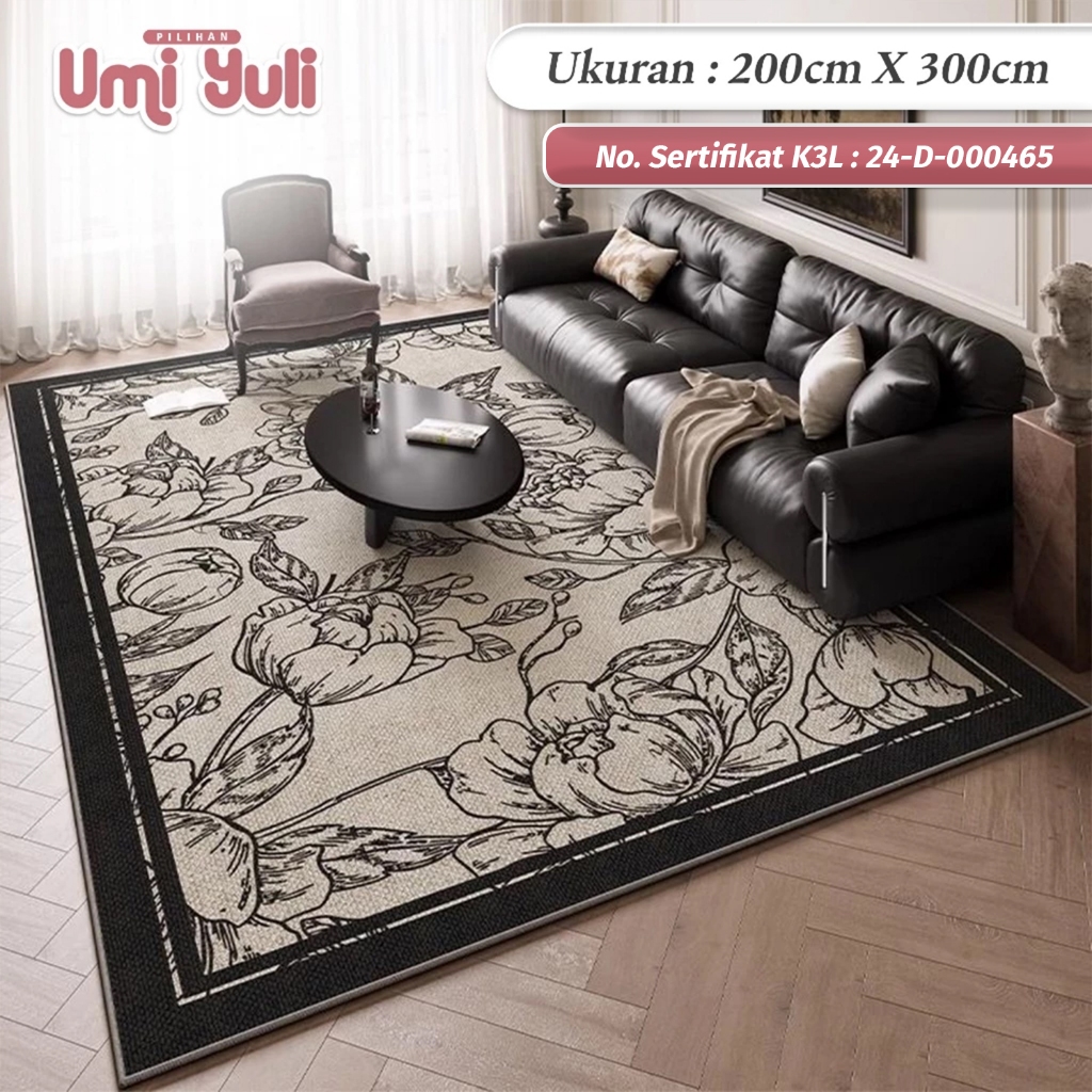 [Umi Yuli] - Karpet Polyester Jumbo 200x300CM Permadani Premium Anti Slip Motif Turky Ruang Tamu