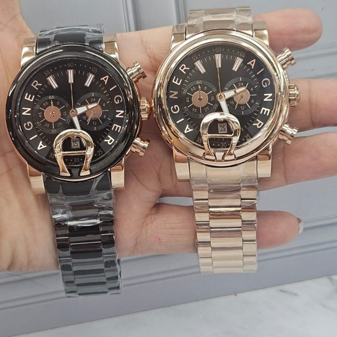 aigner jam tangan pria jam tangan premium  jam tangan stell strap jam tangan terbaru aigner premium