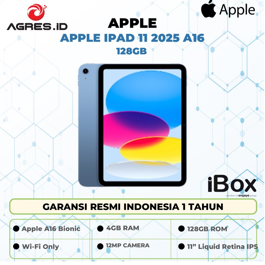 Apple Ipad 11 2025 A16 128GB Wifi 11" Wifi Only Original Garansi Resmi iBox