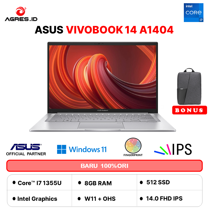 ASUS VIVOBOOK 14 A1404VA I7 1355 8GB 512GB W11+OHS 14.0FHD VIPS BLU -VIPS751