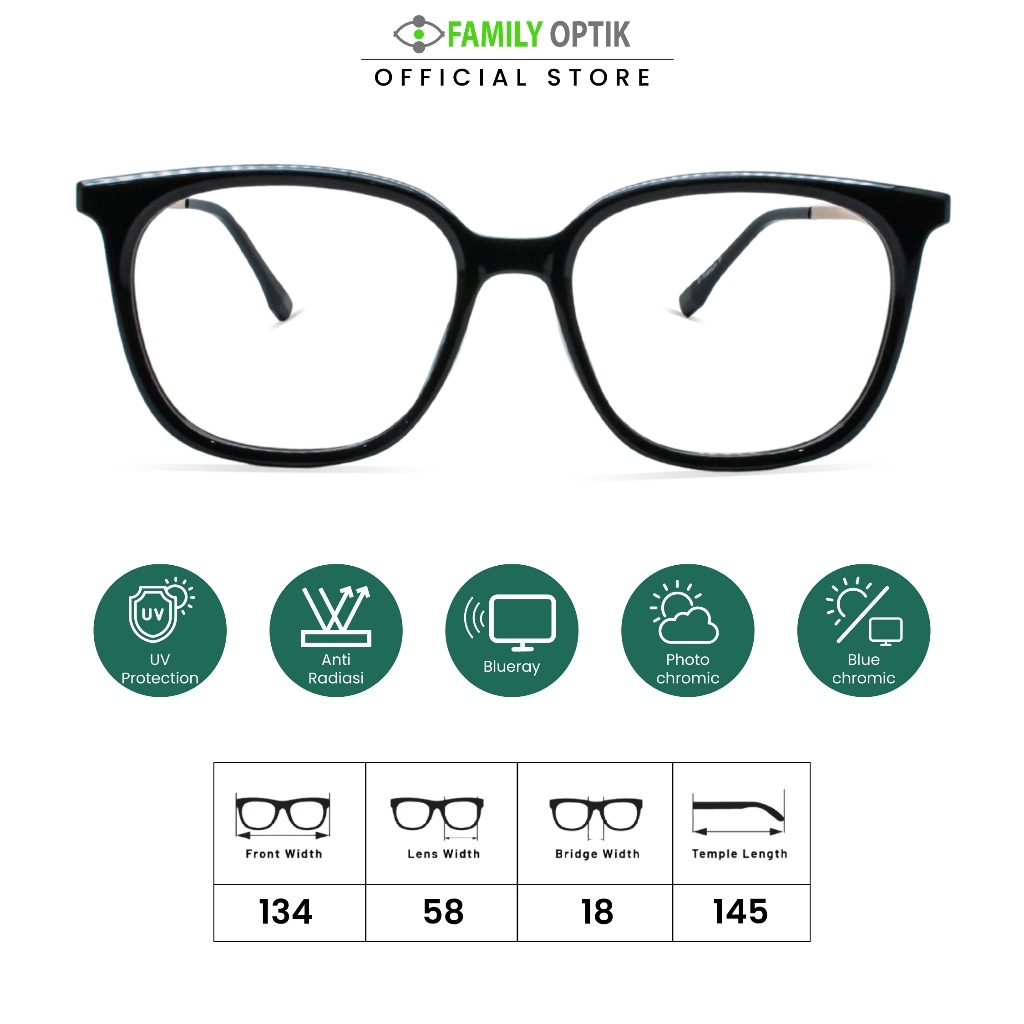 Family Optik - Kacamata Vintage Blueray Photocromic Anti Radiasi 20537