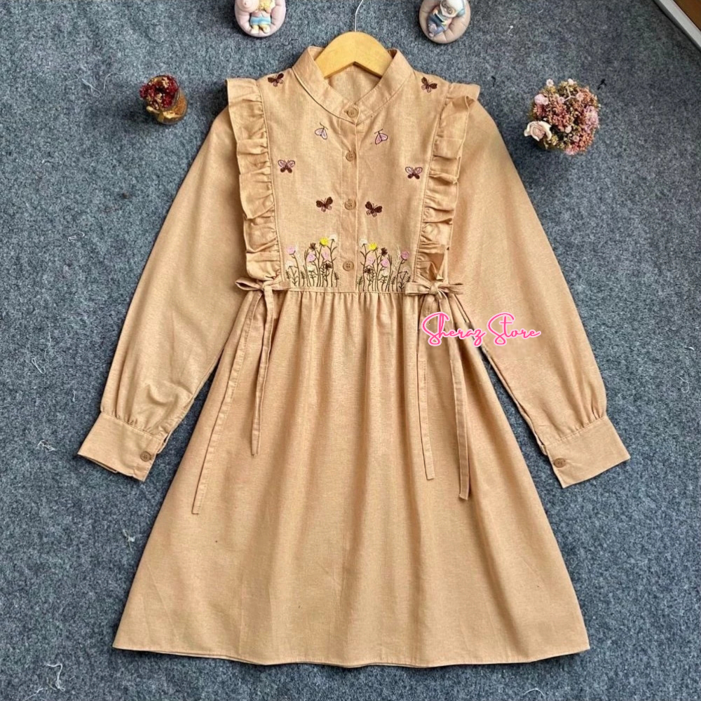 Hot Deals Fatiya Baju Atasan Tunik Linen Bordir Wanita Terbaru Kekinian Jumbo Ld 120 - 92 Putih