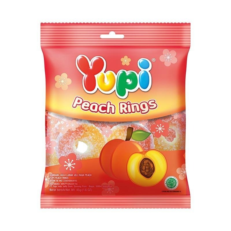 

[oddsolshop] pekanbaru/Yupi Peach Rings Jelly Candy 45GR Permen Jeli Cincin Rasa Buah Persik