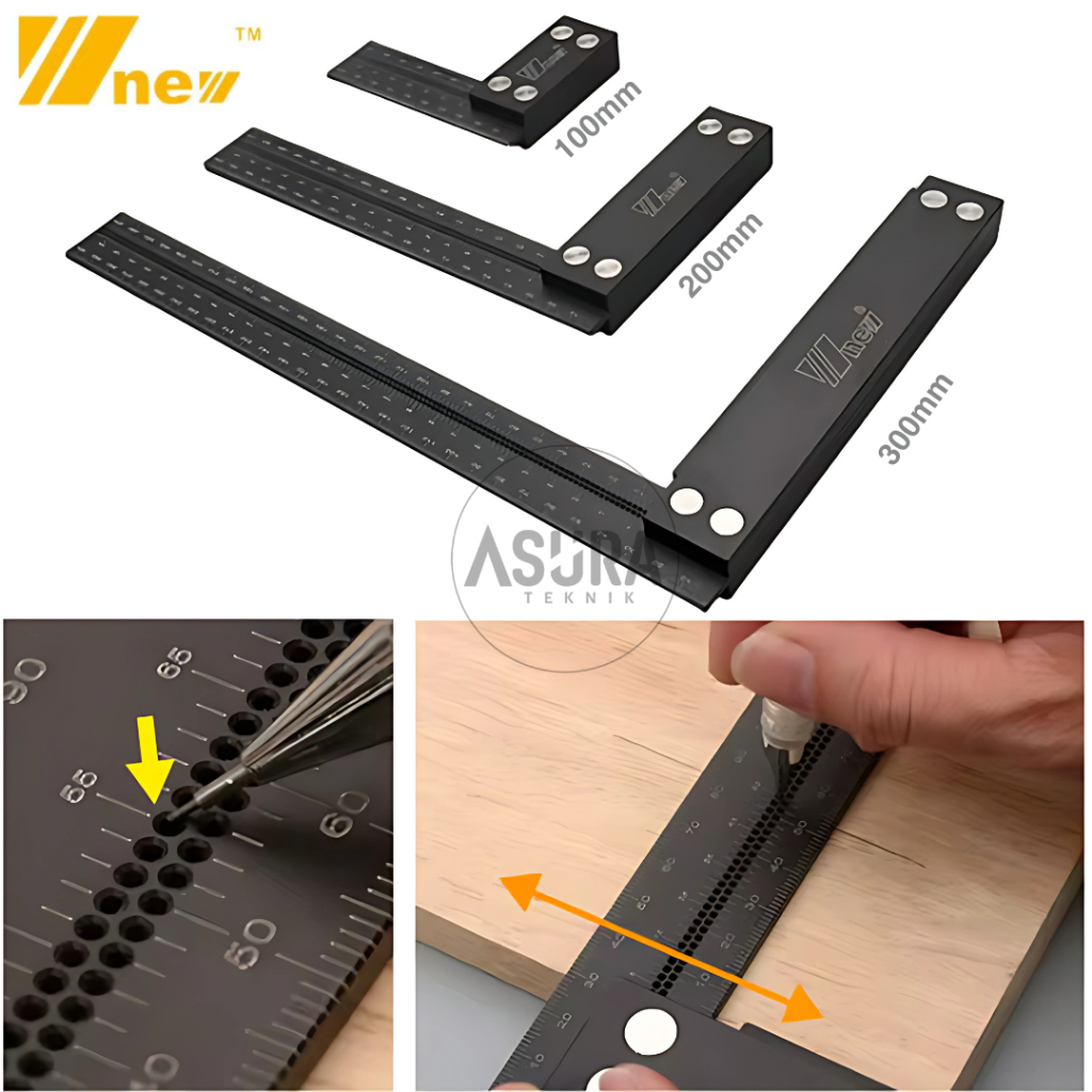 

ALUMINIUM PRECISION SQUARE RULER PENGGARIS SIKU 90D WNEW 100MM 200MM 300MM
