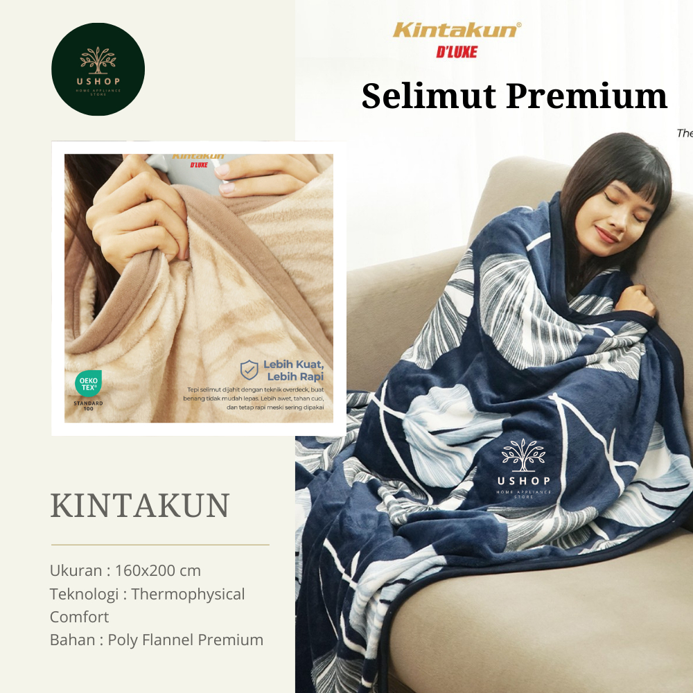 KINTAKUN Selimut MicroFlannel 160x200 Anak Dewasa | Flanel Premium Blanket OEKO TEX | USHOP OFFICIAL
