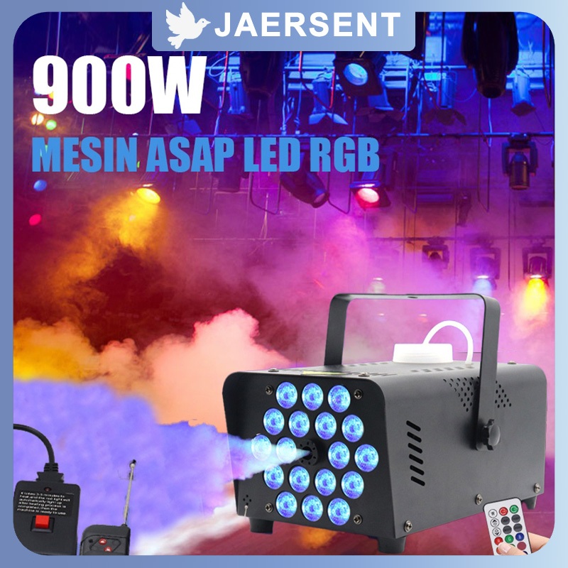 Mesin asap panggung 900W LED RGB portable asap warna warni lampu sorot panggung alat fogging Disko