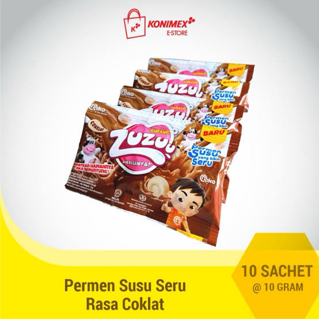 

PERMEN COKELAT SUSU NANO NANO ZUZUU [1 RENCENG ISI 10 BUNGKUS @10G] | PERMEN SUSU RASA COKELAT ZUZU | NANO NANO PERMEN JADUL