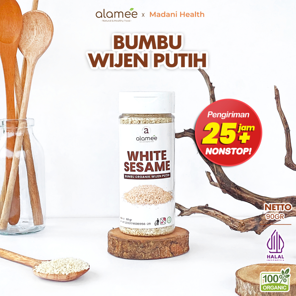 

ALAMEE Wijen Putih White Sesame Seed Bumbu Dapur Organik Masak Rempah Tanpa Campuran Seasoning 100g