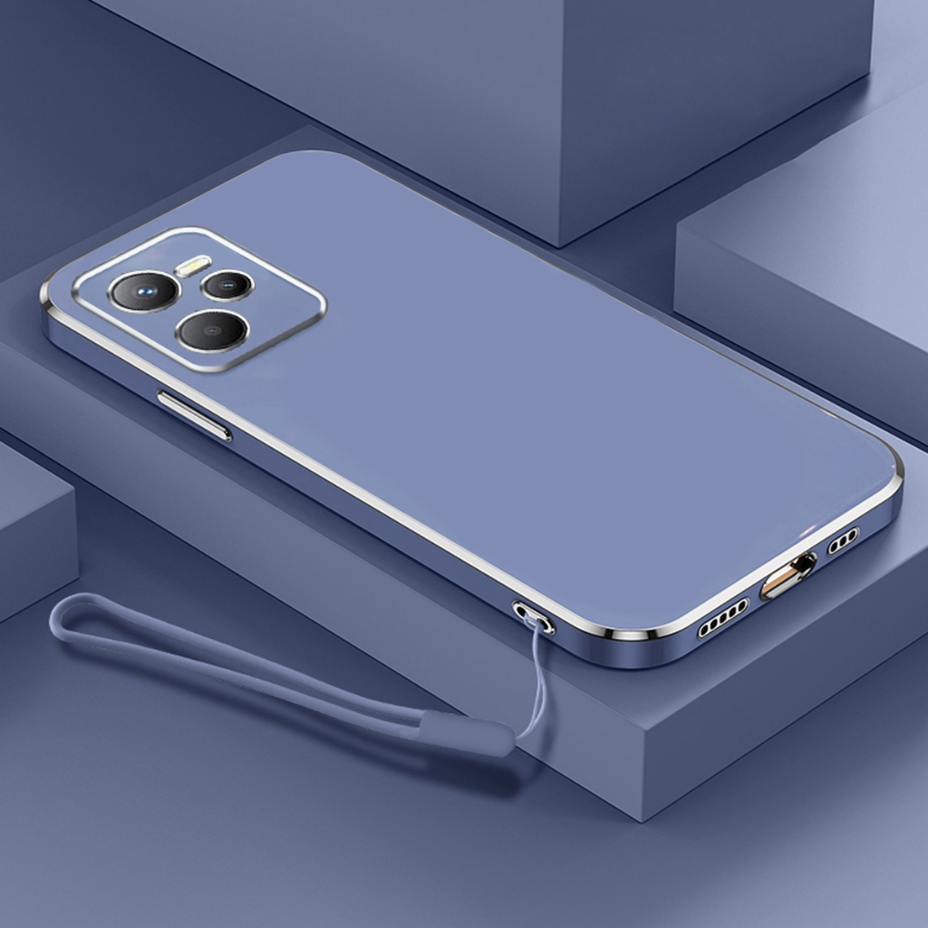 Softcase Realme C35/Narzo 50A Prime Case Luxury Plating Silicone Lanyard