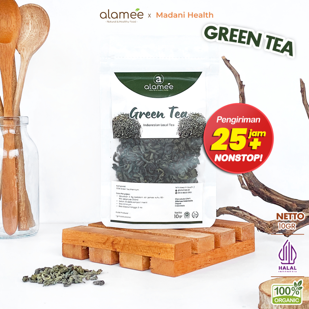 

ALAMEE Teh Hijau Green Tea Organic Kering Organik Greentea Minuman Herbal Siap Seduh Minum 10gr
