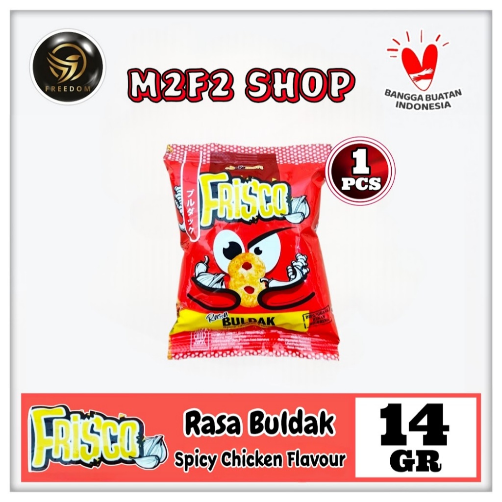 

Frisco Snack Spicy Chicken Flavour | Makanan Ringan Ekstrudat Rasa Buldak Sachet - 14 gr (Kemasan Satuan)