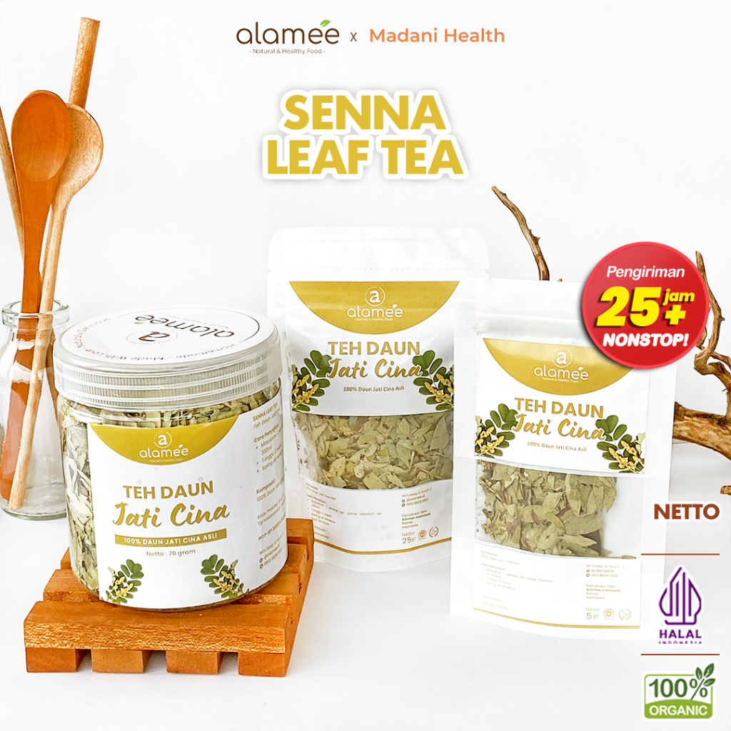 

ALAMEE Teh Daun Jati Cina Senna Leaf Tea Teh Herbal Alami Organik Organic Siap Seduh Minum