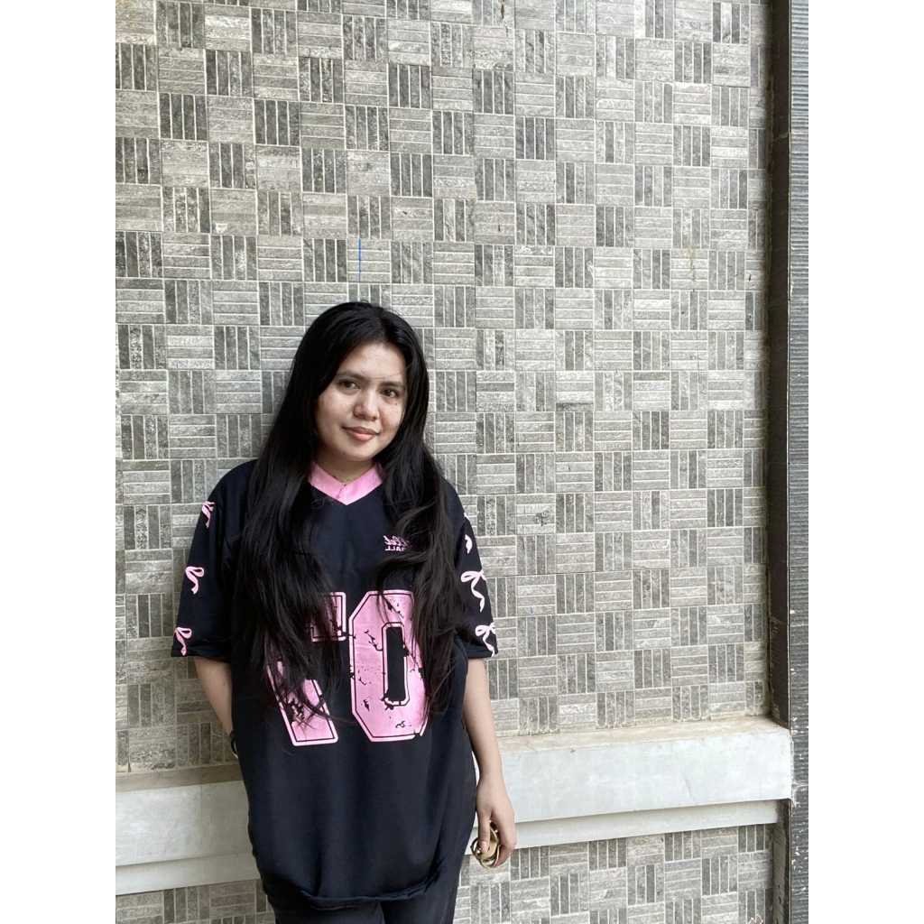 SHW - Kaos Oversize JERSEY HITAM PINK