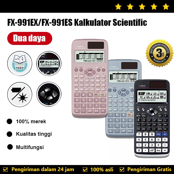 

Original kalkulator FX-991EX/FX-991ES Kalkulator Scientific 417 Fungsi 40 Konstanta RumusKalkulator Ilmiah Kalkulator Sekolah Garansi Resmi 3 Tahun 2nd edition Kalkulator/Dua Sumber Tenaga Baterai Dan Tenaga Matahari