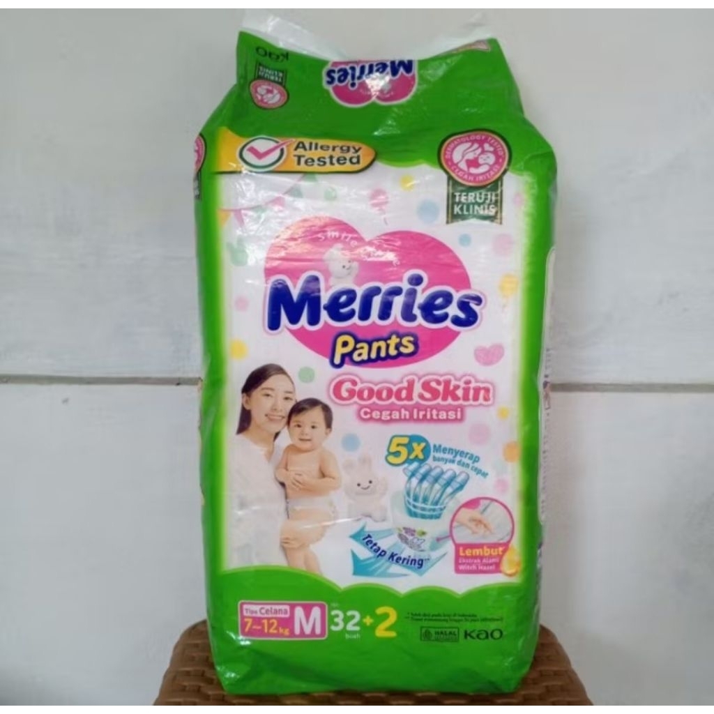 Popok merries M / Pampers Merries M 32+2