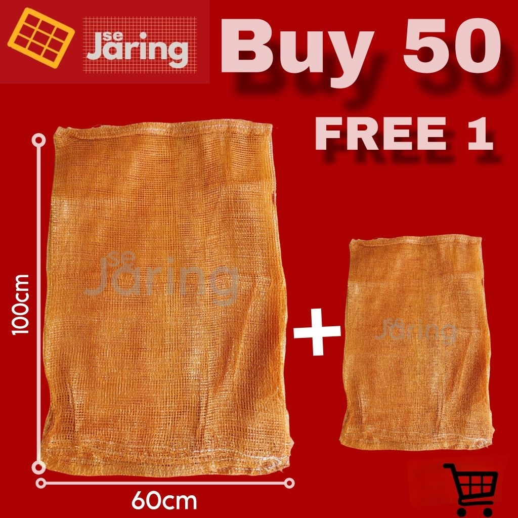 Karung Waring 60 x 100 Cm Isi 50 Pcs FREE 1 / Karung Sayur / Jaring Buah / Berongsong Buah / Tutup B