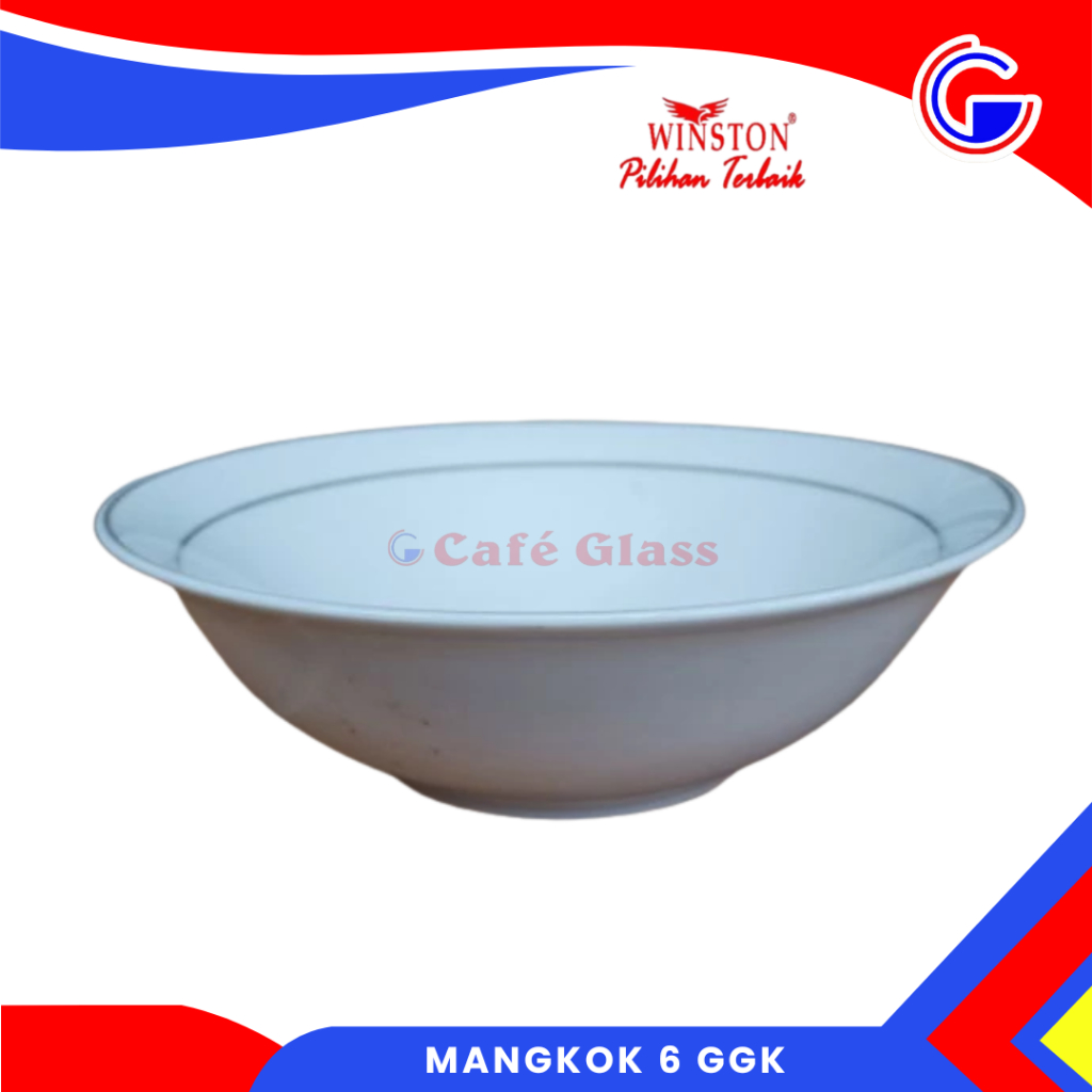 MANGKOK MAKAN KERAMIK | MANGKOK PUTIH LIST EMAS 6 GGK | MANGKOK SOTO BAKSO MIE WINSTON