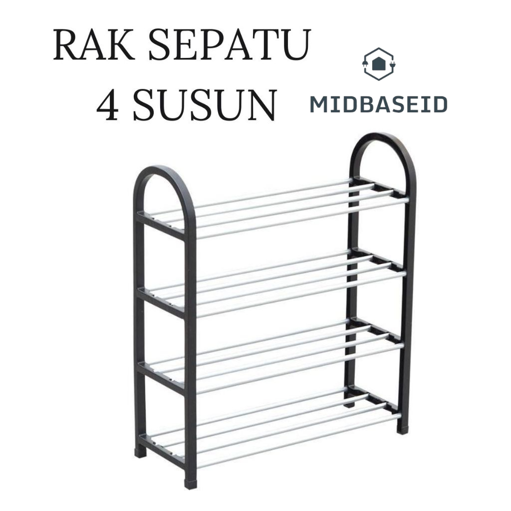 [Midbase]   Rak Sandal Plastik 4 Susun Tempat Rak Sepatu Sandal 4 Tingkat Plastik Rak 4 Susun Serbag