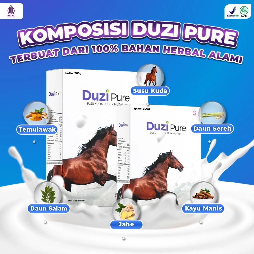 

Susu Kuda Duzi Pure Asli 100% Original Bubuk 1 Box 200 Gram Untuk Kesehatan Tubuh Tulang Sendi