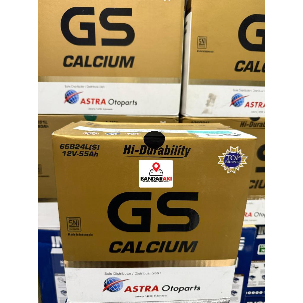 AKI GS CALCIUM  65B24LS ( L / LS)  55 AMPER JAMINAN 100% ORIGINAL GS ASTRA