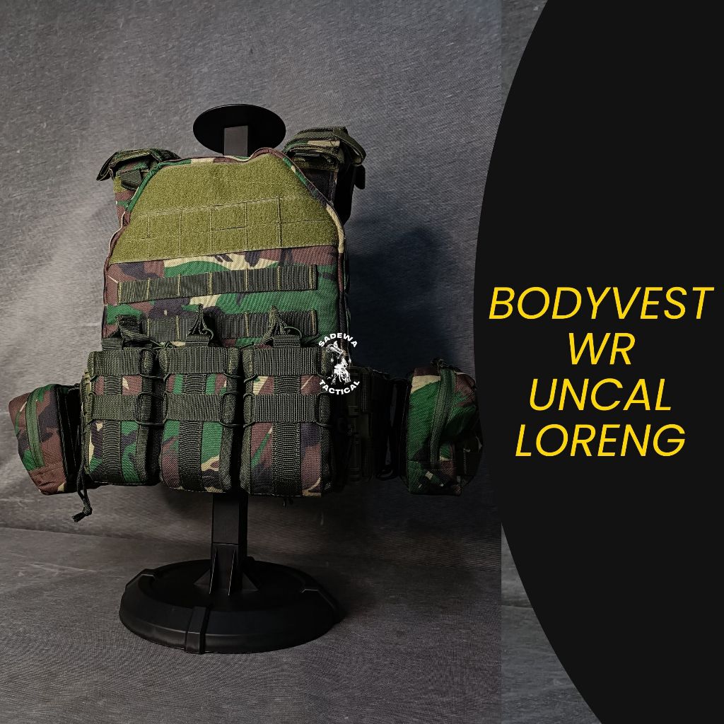 Bodyvest Rompi Uncal Loreng Tactical Quick Release Merk WR / Body Vest Loreng TNI / Rompi Anti Pelur