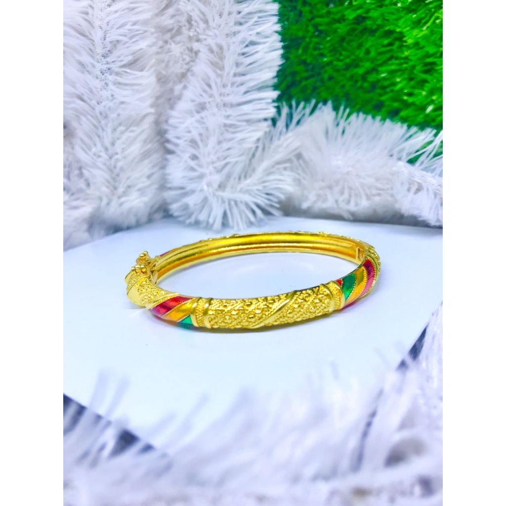 Gelang dubai keroncong wanita lapis emas import 0158