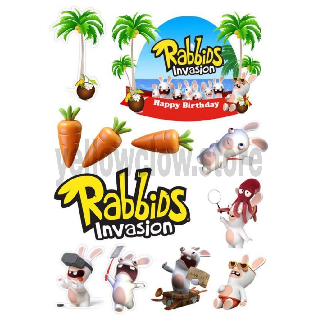 Topper Rabbids/Topper Cake Rabbids/Topper Kue Ulang Tahun Tema Rabbids