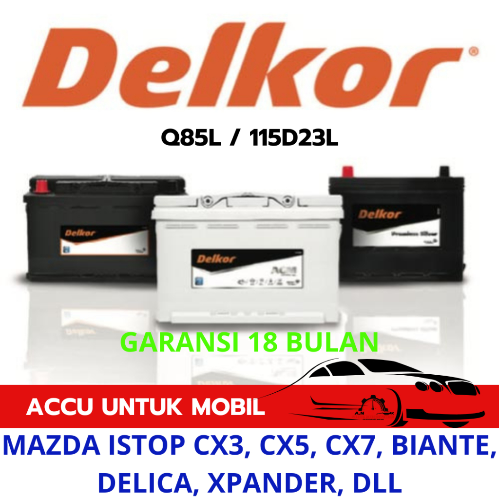 Aki Mobil DELKOR Q85 Aki KERING UNTUK Mobil Mazda 2, CX 3, CX 5, Biante, Delica