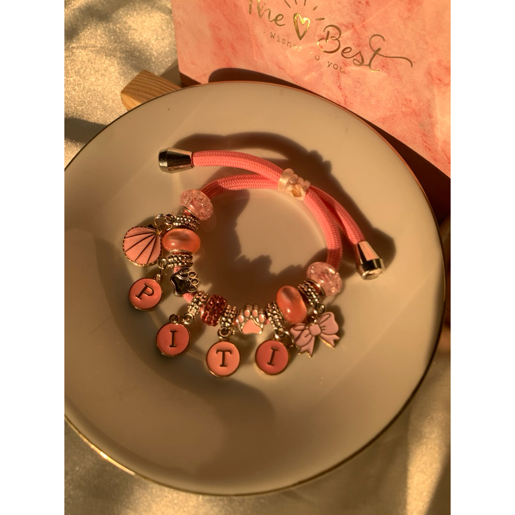 Gelang Pandora Paracord Serut Charm Premium Req Nama