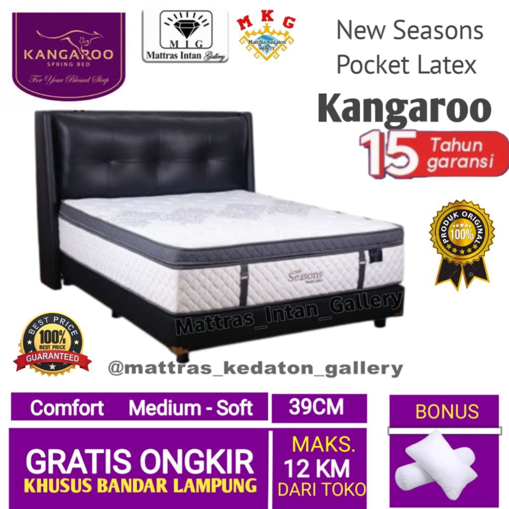 Springbed Kangaroo Full set New Seasons Pocket Latex T39cm - kasur spring bed kangaroo spring bed si
