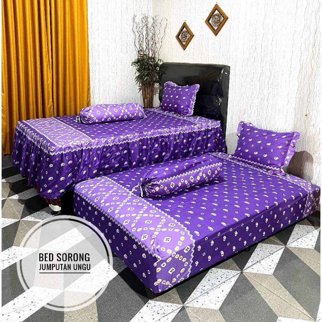 Sprei Bed Sorong  Rumbai Motif Batik /Jumputan