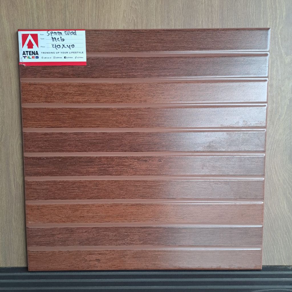 Keramik corak kayu garis² brown KW1 40x40 spain wood brown by ATHENA (CHAT ADMIN/BACA DESKRIPSI SEBE