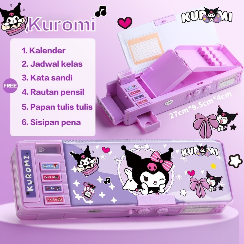 

【-】Tempat Pensil Multifungsi Kuromi, Tempat Pensil Kunci Kata Sandi Anak Perempuan, Tempat Pensil Sanrio Anak Perempuan, Tempat Pensil Anak Perempuan Baru 2025 Kapasitas Besar, Tas Alat Tulis Siswa Sekolah Dasar