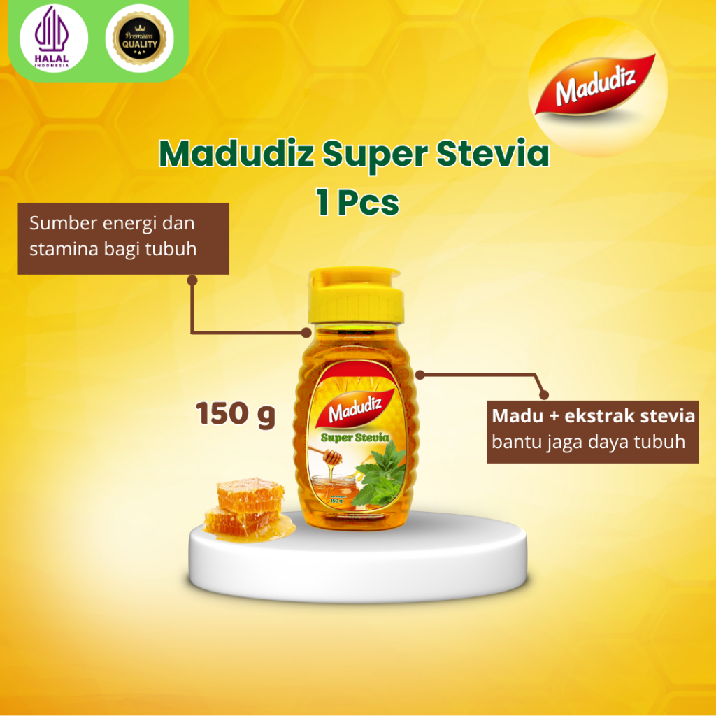

Madudiz Super Stevia 150gr – Madu Alami dengan Ekstrak Daun Stevia