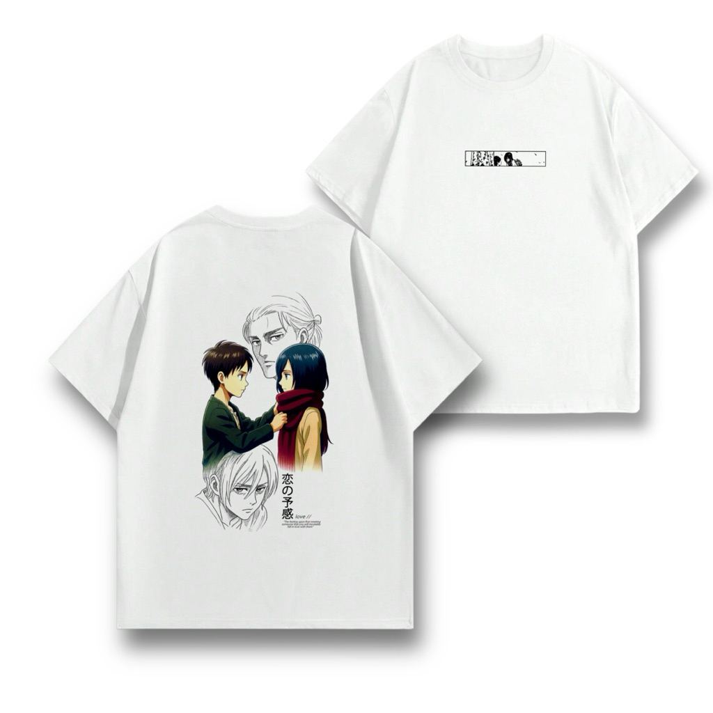 Kaos Baju T-shirt Eren x Mikasa Reguler Attack on Titan Unisex Pria Wanita