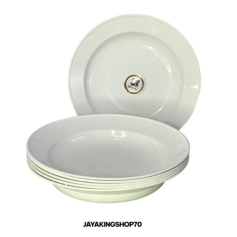 PIRING MAKAN PLASTIK TUJUH [1 LUSIN] FOOD GRADE WARNA PUTIH