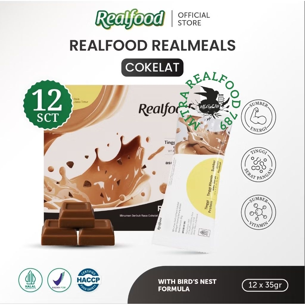 

Realfood Sporte Realmeals Protein Rasa Cokelat 12 Sct ( Minuman Sereal Formulasi Sarang Burung Walet )