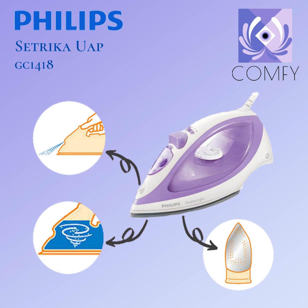 Philips Setrika Uap Travel Steam Iron GC1418 GC1418/35 Gosokan Uap