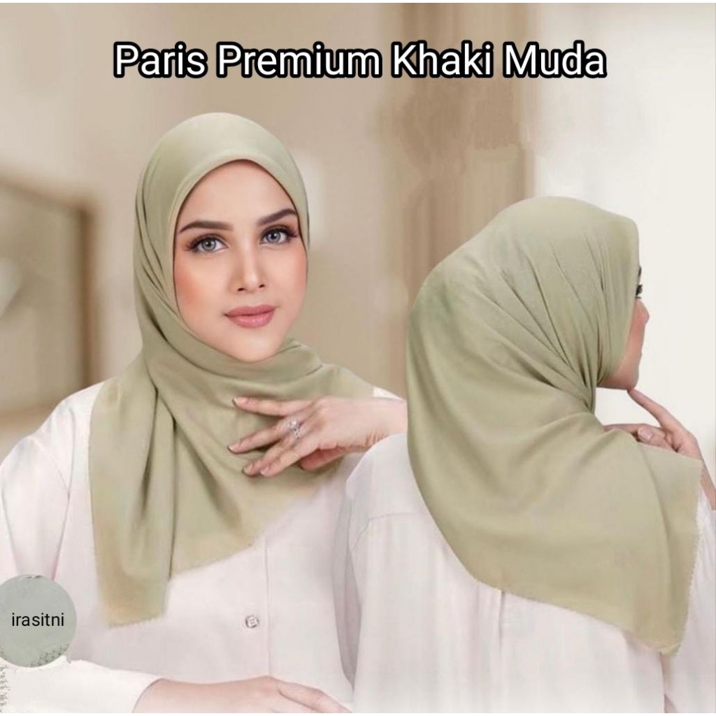 Jilbab Segi Empat ASN PNS Paris Premium Hijab Persegi Khaki Muda Dinas Keki Pemda Scarf Square Wanit