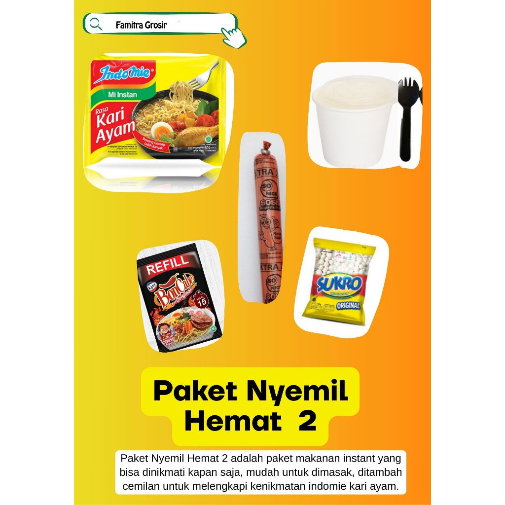 

PAKET CEMILAN HEMAT 2 (INDOMIE RASA KARI AYAM)