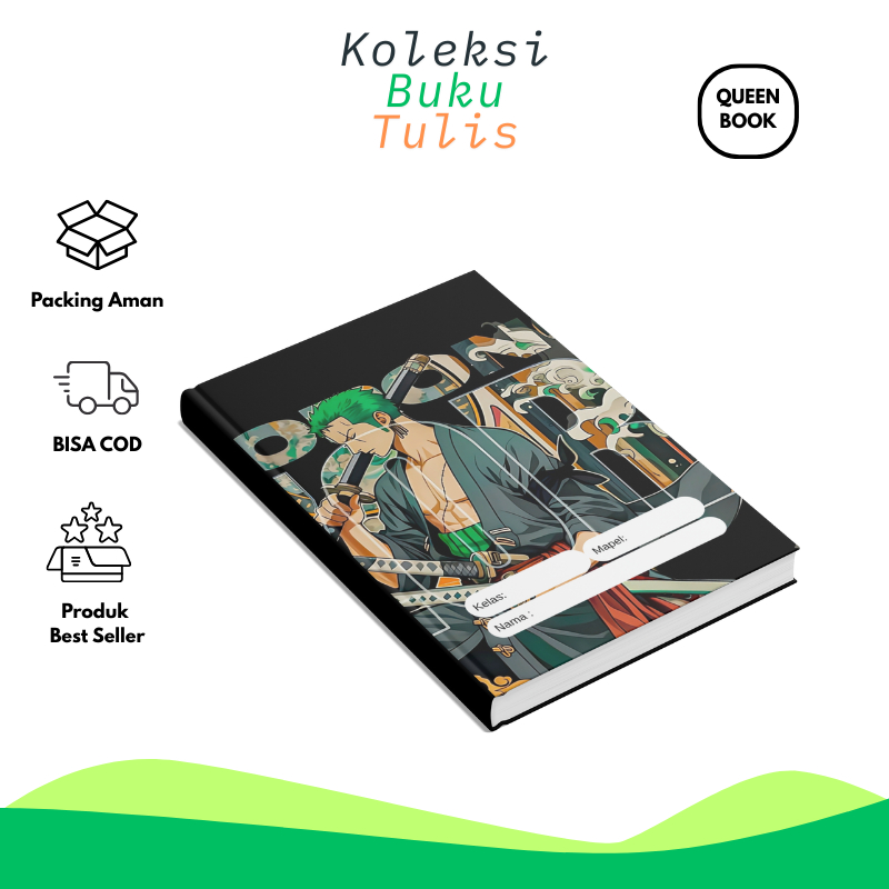 

Buku alat Tulis Anak Sekolah Custom Nama Tema Cover zoro Anime Zoro