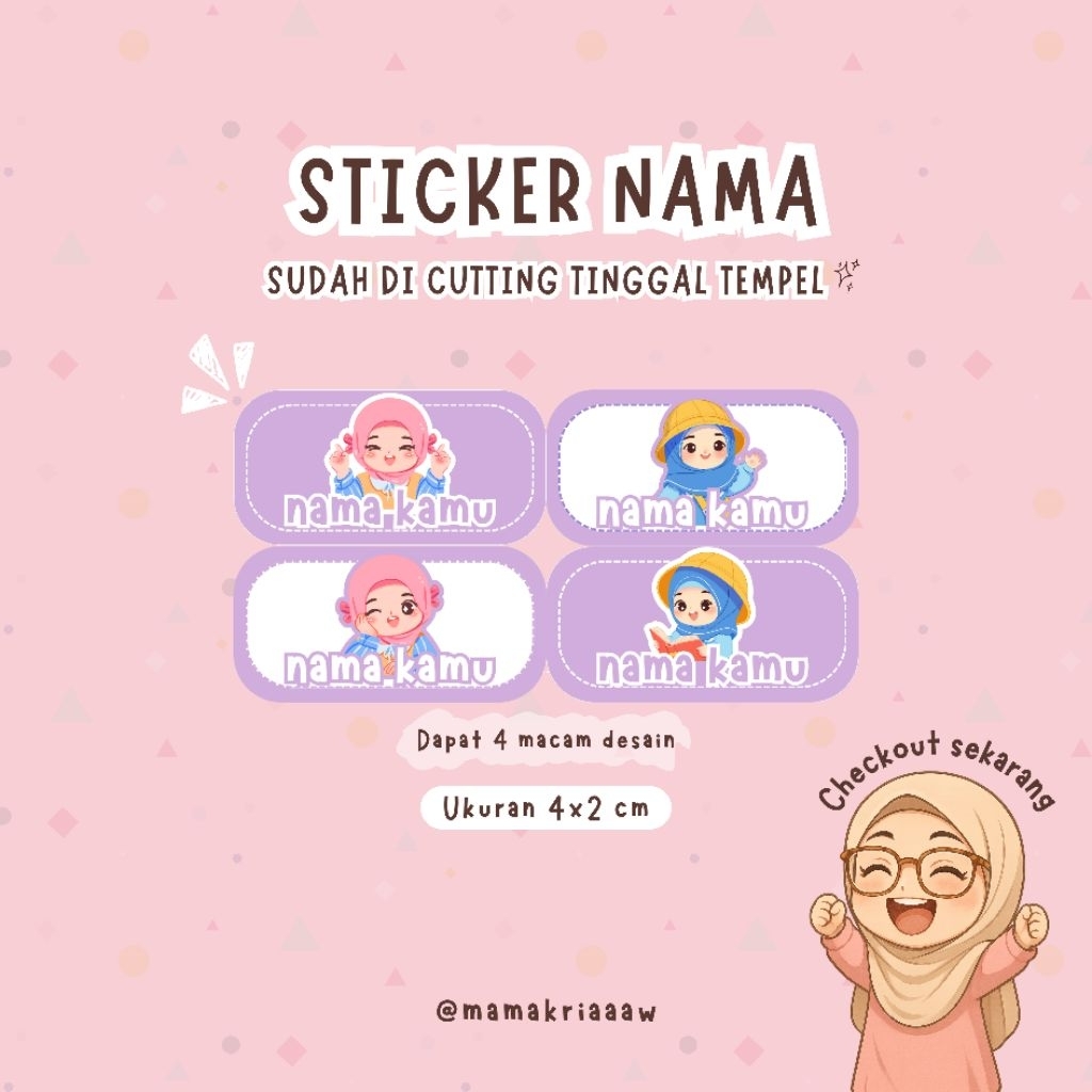 

Sticker Nama [FREE Custom Nama] Untuk Buku Tulis, thumbler dll