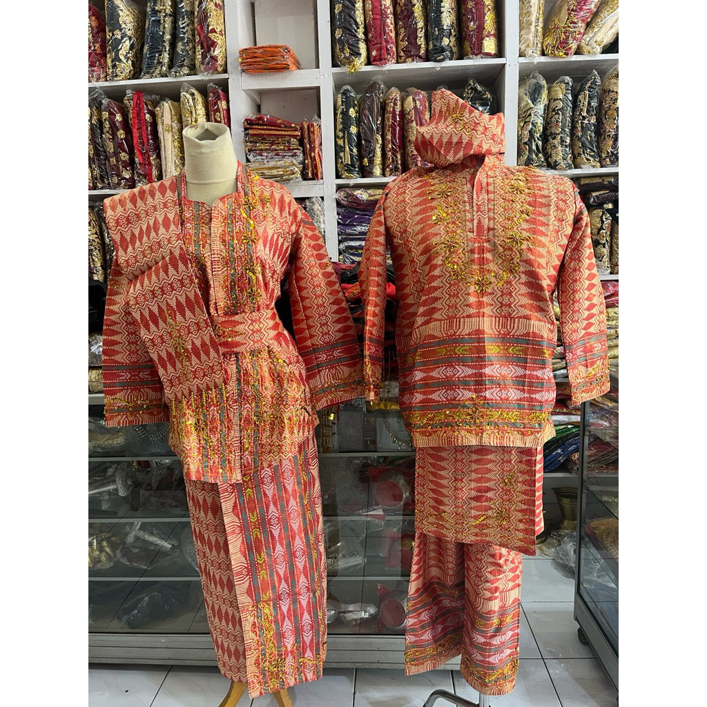Baju Melayu SMP(Sepasang)/Baju Tari Karnaval Adat Melayu Ukuran SMP/Baju Adat Anak Melayu Songket/Ba