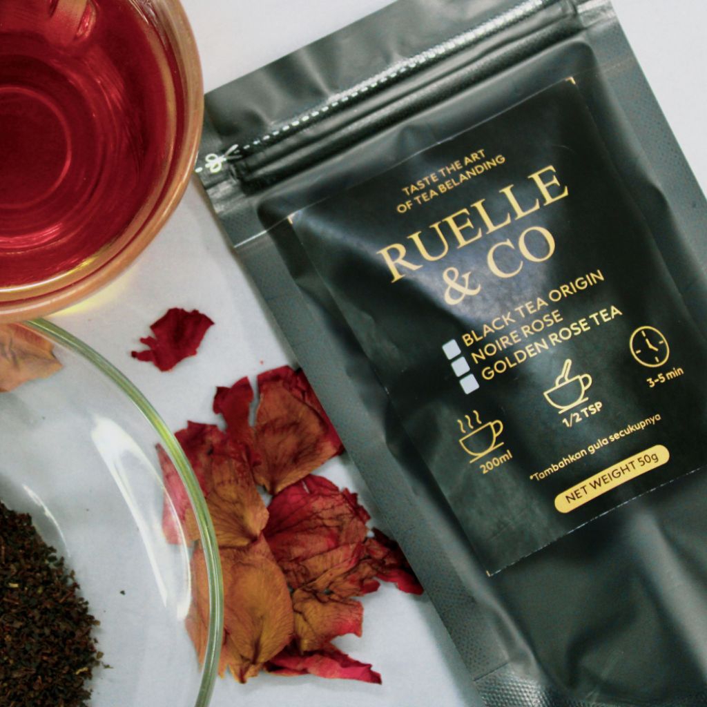 

Ruelle & Co Teh Premium 50gr – Black Tea Origin, Noire Rose, Golden Rose | Teh Herbal & Artisan