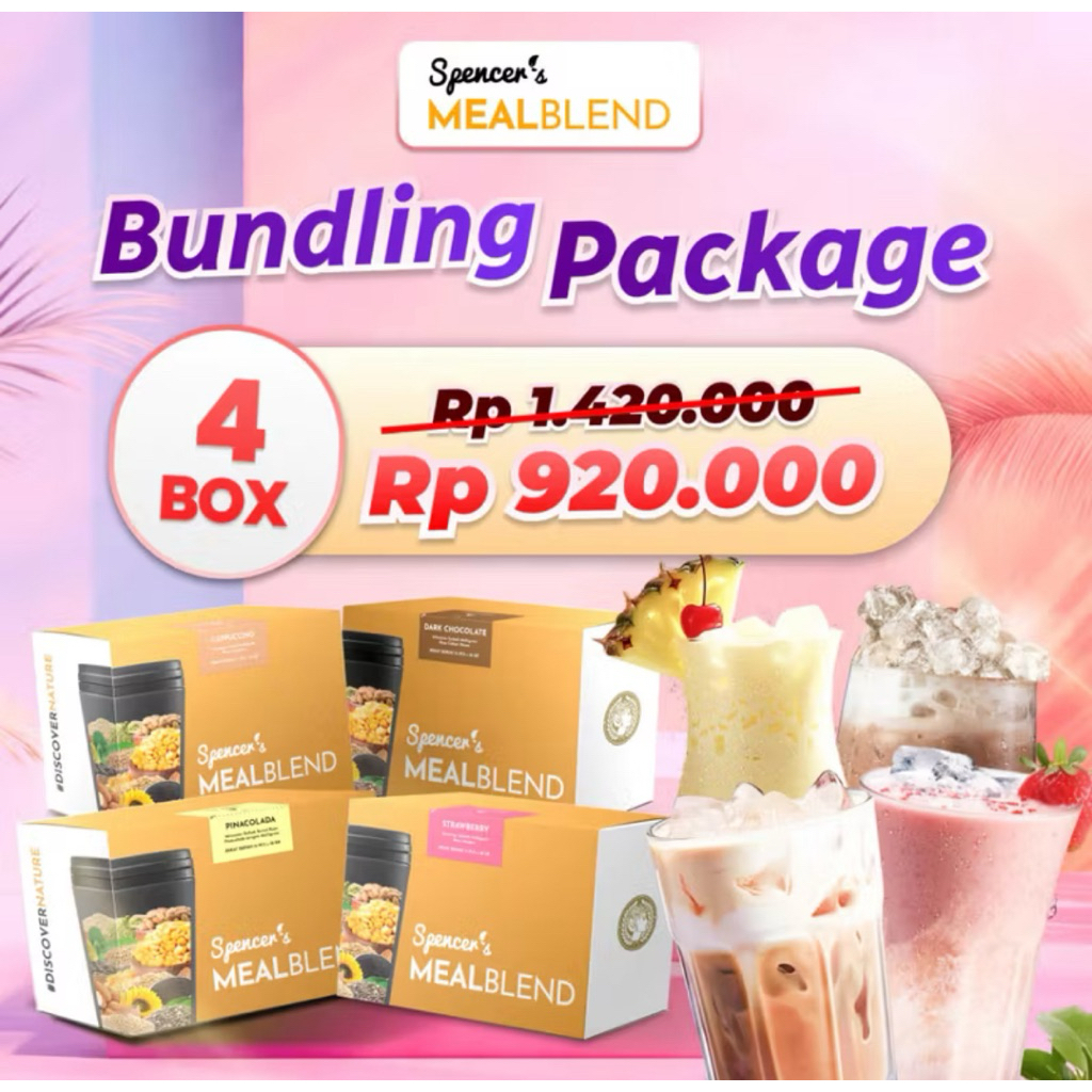 

Paket Hemat/Bundling Spencer’s 4 Box/60 sachet Minuman Pelengkap Nutrisi Harian Meal Replacement Pengganti Makanan Sarapan Bergizi