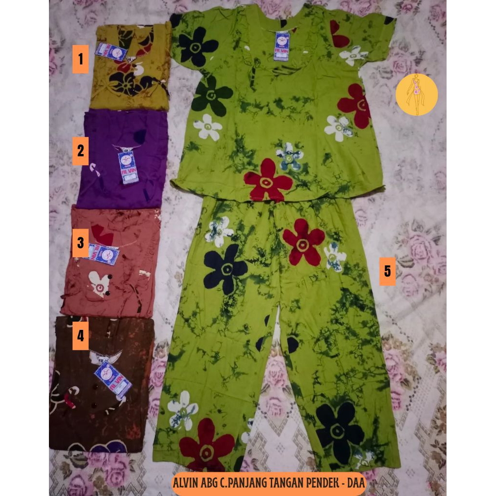 Setelan Cp Alvin Abg Tangan Pendek|Setelan Batik|Baju Tidur Batik Alvin|Setelan Celana Panjang Tanga