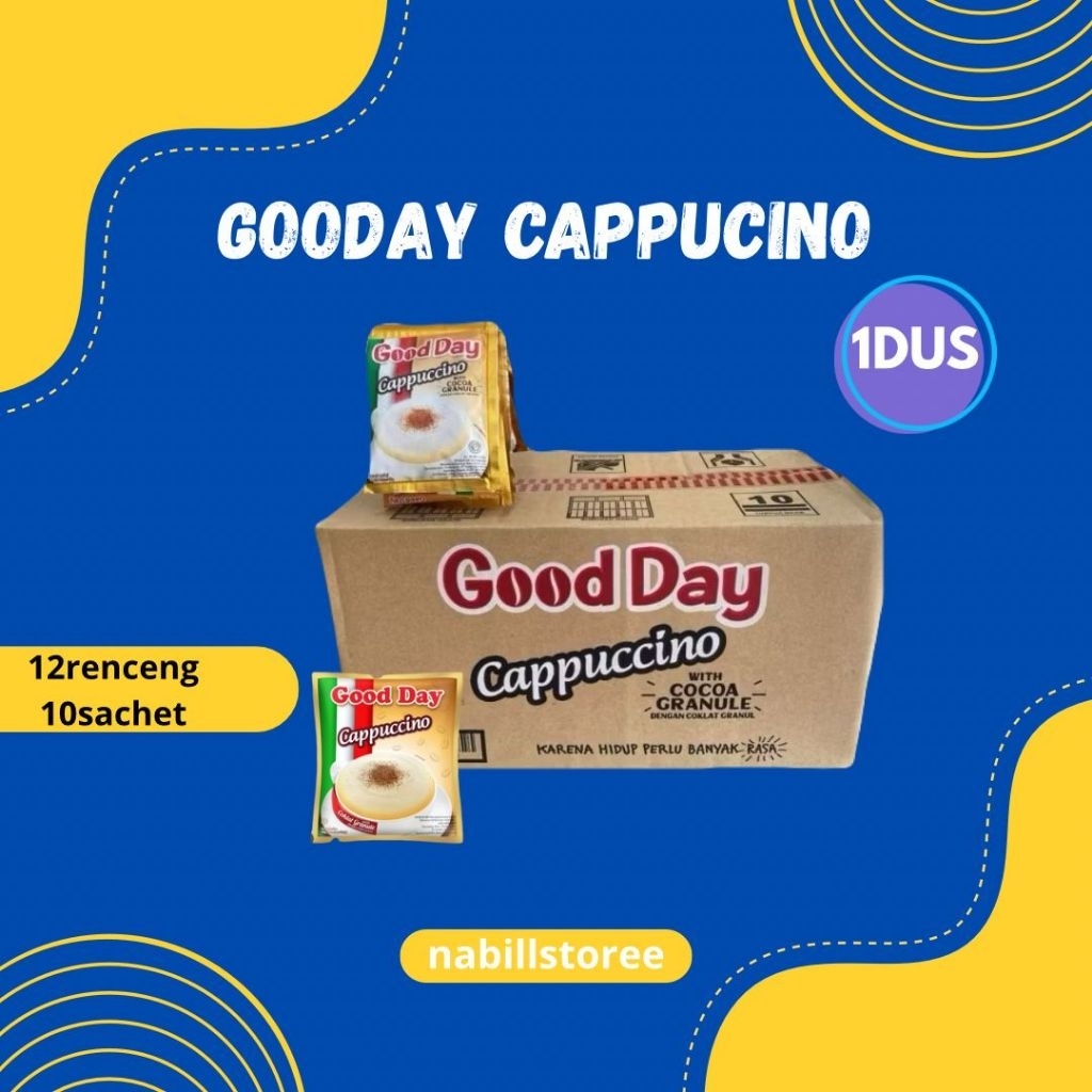 

Gooday cappuccino 1dus 12renceng, 1renceng 10 sachet. SPECIAL DISKON