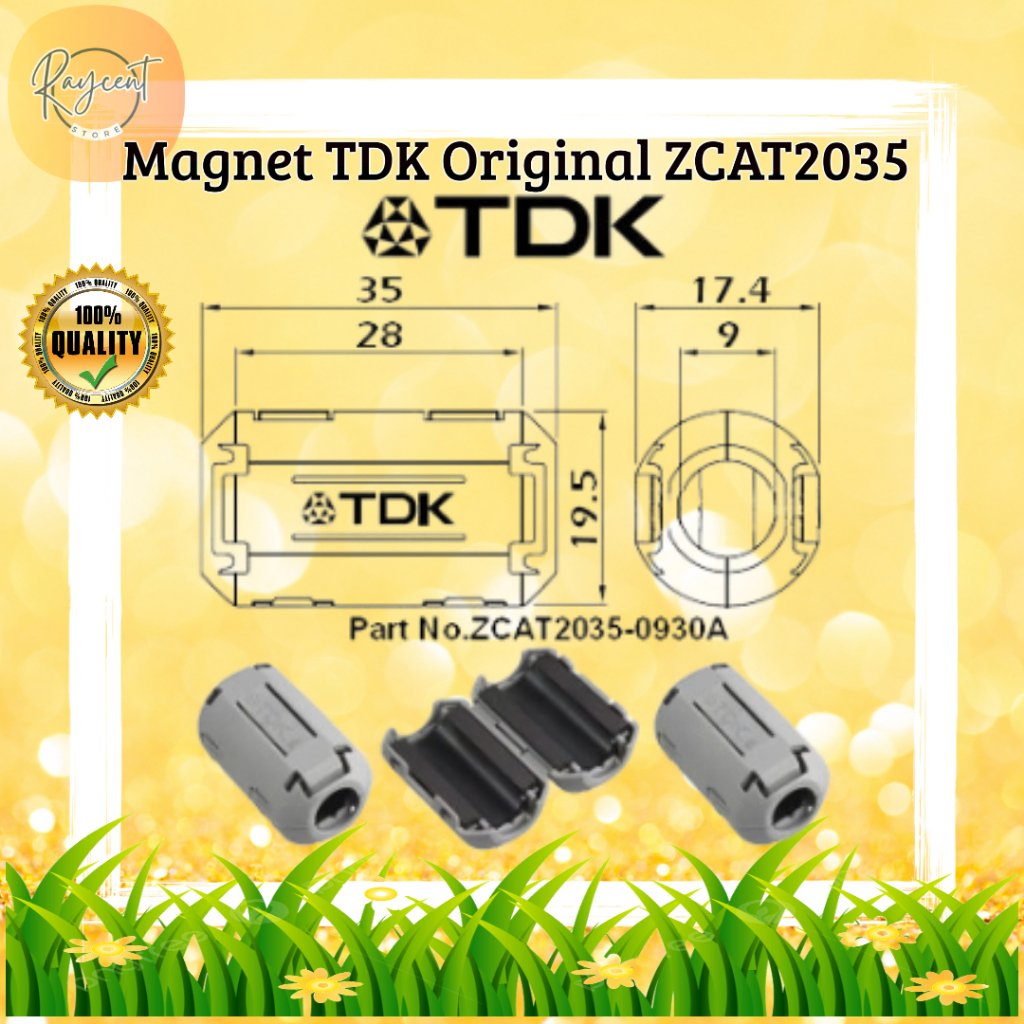 Magnet TDK Original Tipe ZCAT 2035 0930A Ferrite kabel busi coil injector audio diameter 7-10mm