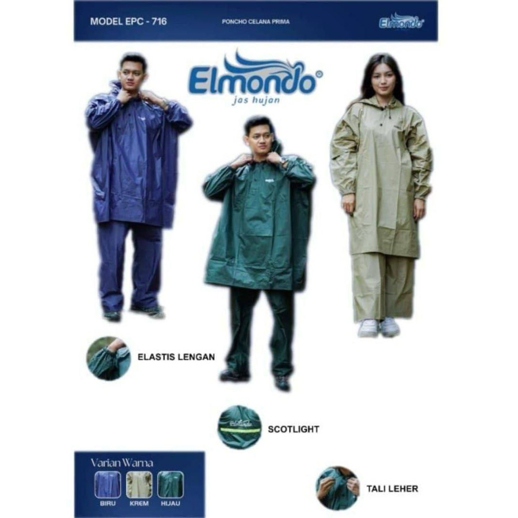 [ ELMONDO 716 ] JAS HUJAN ELMONDO PRIMA 716 MANTAL SETELAN PONCHO DAN CELANA ELMONDO 716 JAS HUJAN S