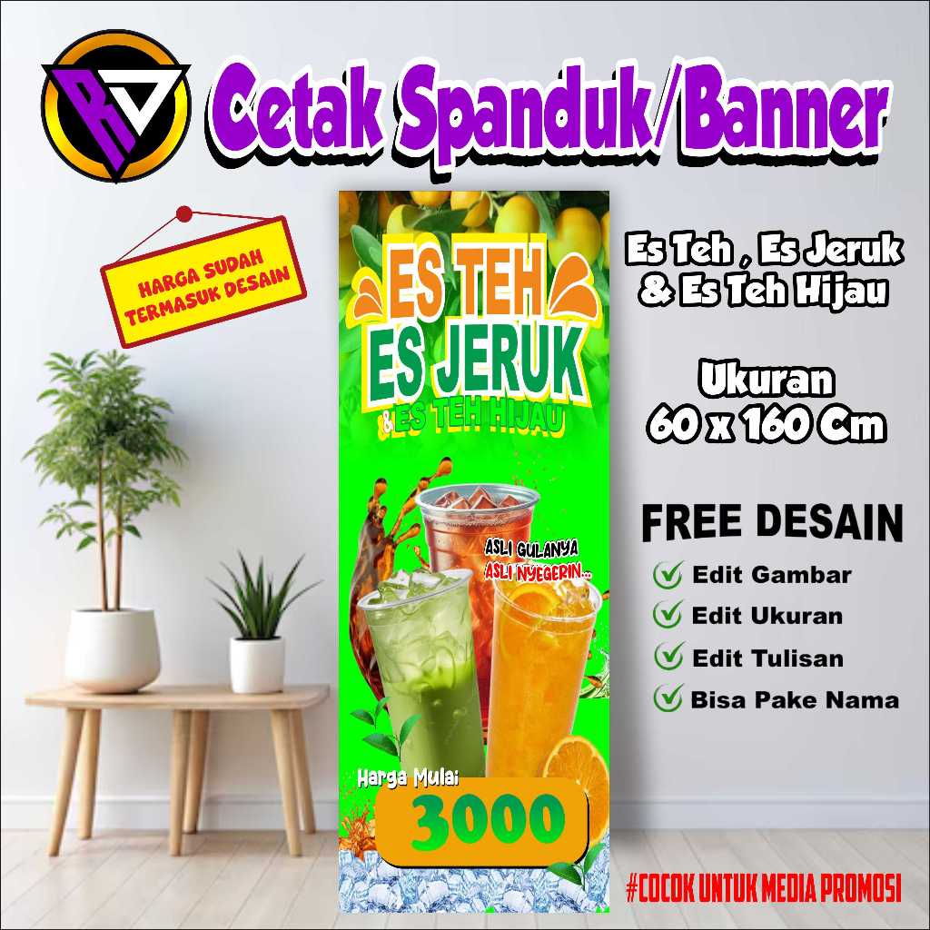 SPANDUK BANNER ES TEH ES JERUK & ES TEH HIJAU